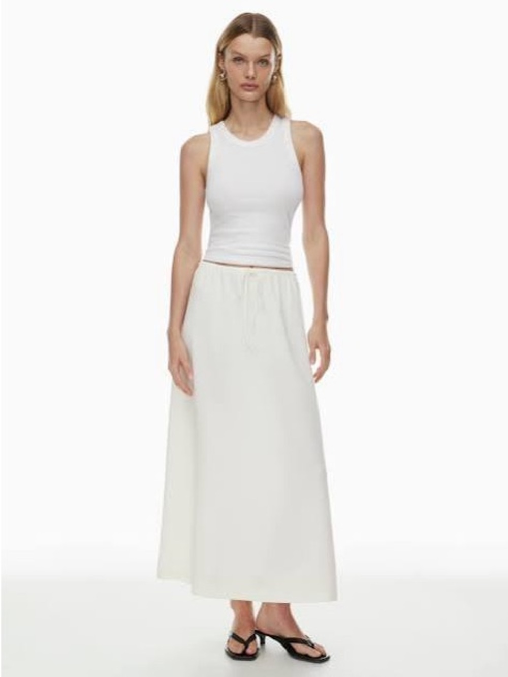 Aritzia Babaton Consensus Skirt Drawstring Sway Crepe Maxi Skirt Light Birch